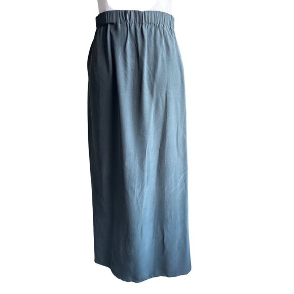 Eileen Fisher Vintage Skirt Size 1 Wrap Around Button Closure Loden Green Silk - Picture 6 of 9